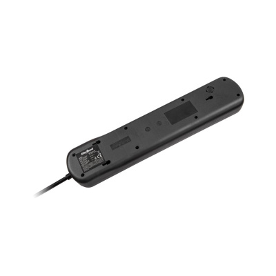Predlžovací kábel 5 zásuviek, 1,5m, čierny (3x1,5 mm2) REBEL