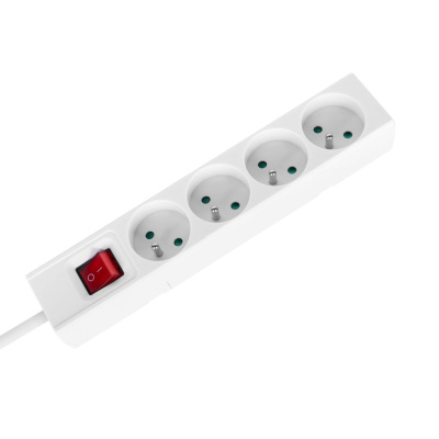 Predlžovací kábel s vypínačom 4 zásuvky, 2m, biely (3x1,5 mm2)
