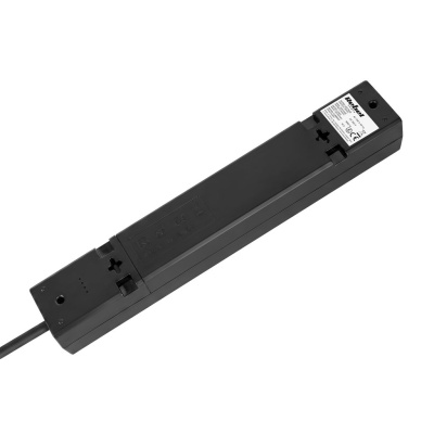 Predlžovací kábel s vypínačom 5 zásuviek, 2m, čierny (3x1,5 mm2)