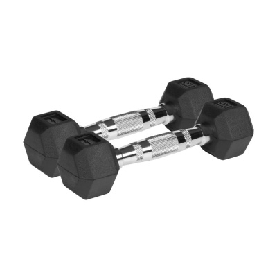 Liatinové pogumované činky HEX 2x1 kg REBEL ACTIVE