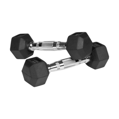 Liatinové pogumované činky HEX 2x1 kg REBEL ACTIVE