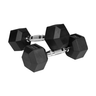 Liatinové pogumované činky HEX 2x5 kg REBEL ACTIVE