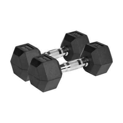 Liatinové pogumované činky HEX 2x7 kg REBEL ACTIVE