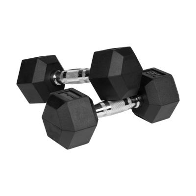 Liatinové pogumované činky HEX 2x7 kg REBEL ACTIVE