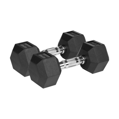 Liatinové pogumované činky HEX 2x7.5 kg REBEL ACTIVE