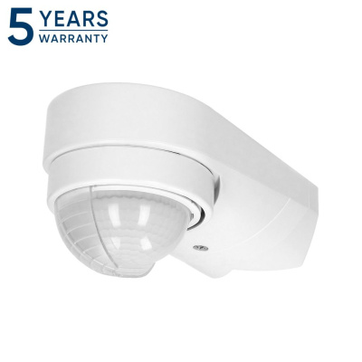 Detektor pohybu, 2xPIR, IP65, 240 st, 230V, biely