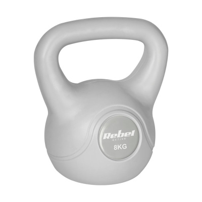 Kettlebell bitúmenový 8 kg sivý REBEL ACTIVE