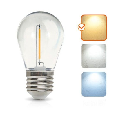 Žiarovka LED E27 ST45 1W, 2700K, 230V, LED filament, globo