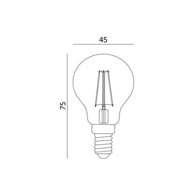 Žiarovka LED 4W, E14, 3000K, 230V, LED filament, globo