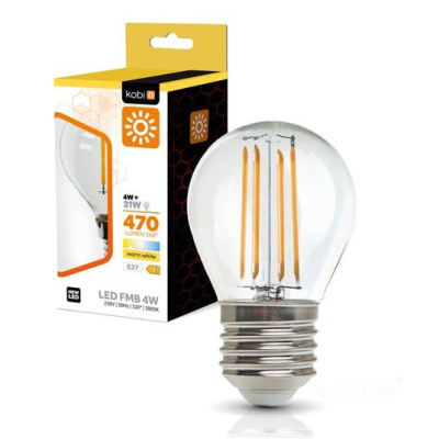 Žiarovka LED 4W, E27, 3000K, 230V, LED filament, globo