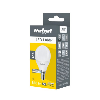 Žiarovka LED 7W, G45, E14, 3000K, 230V globo