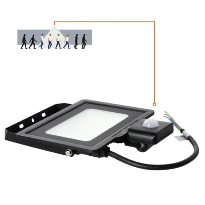 LED Reflektor 30W s detektorom pohybu 6000K čierny