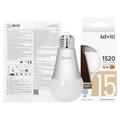 Žiarovka LED 15W E27 4000K 230V Adviti